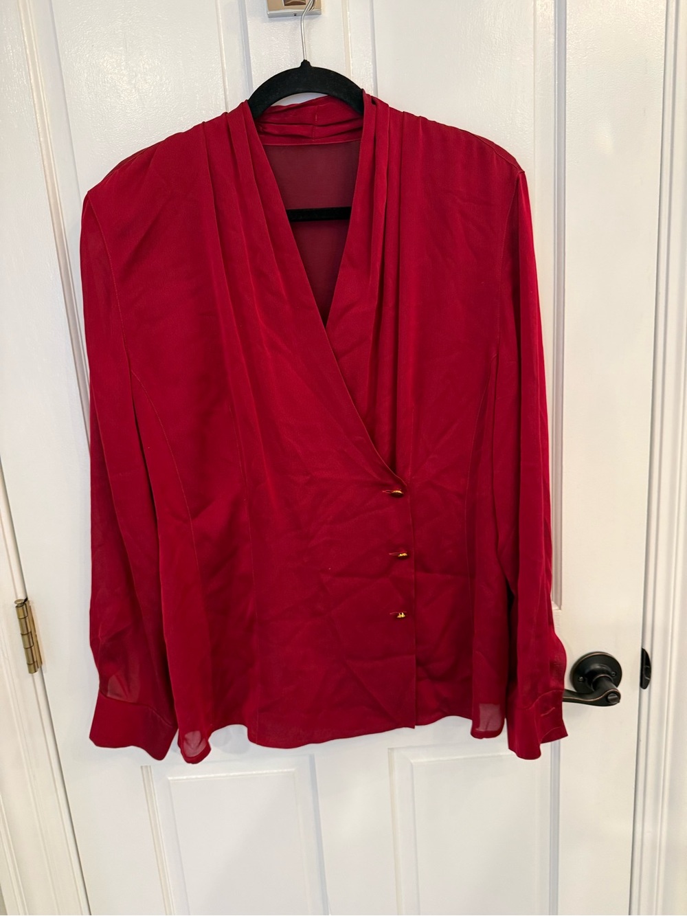 Elegant Vintage Escada Red Draped Women's Blouse